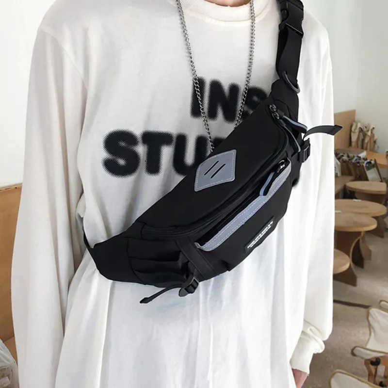 Tonlion Nylon Fabric Crossbody Bag Shoulder Bag Sling Bag Unisex White/Black-6