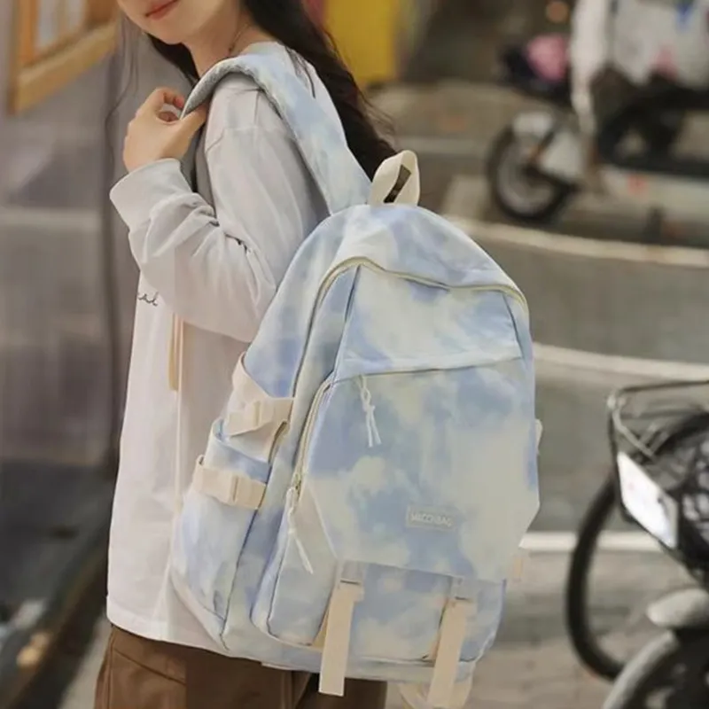 Tonlion Nylon Fabric Backpack Regular Women's Tie Dye Blue/Tie Dye Green-3