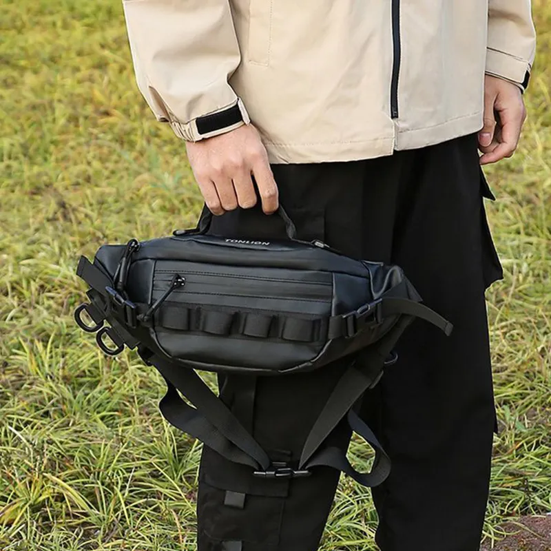 Tonlion PU Crossbody Bag Regular Unisex Black-1