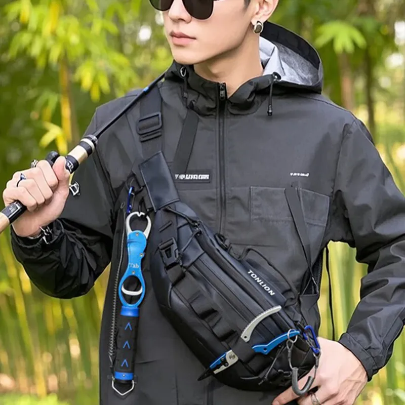 Tonlion PU Sling Bag Unisex Black-2