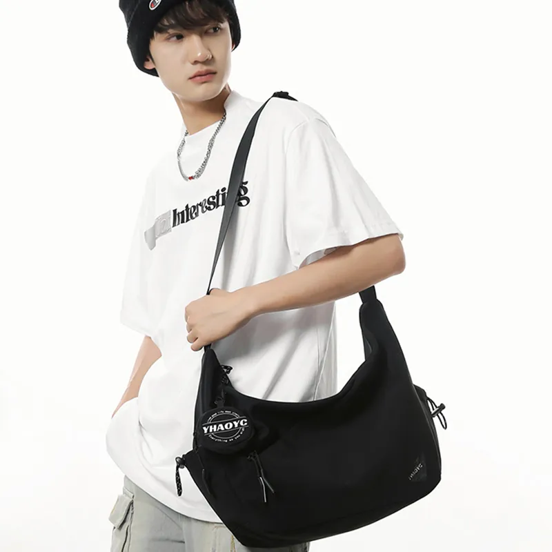 Tonlion Nylon Shoulder Bag Unisex White/Black-1