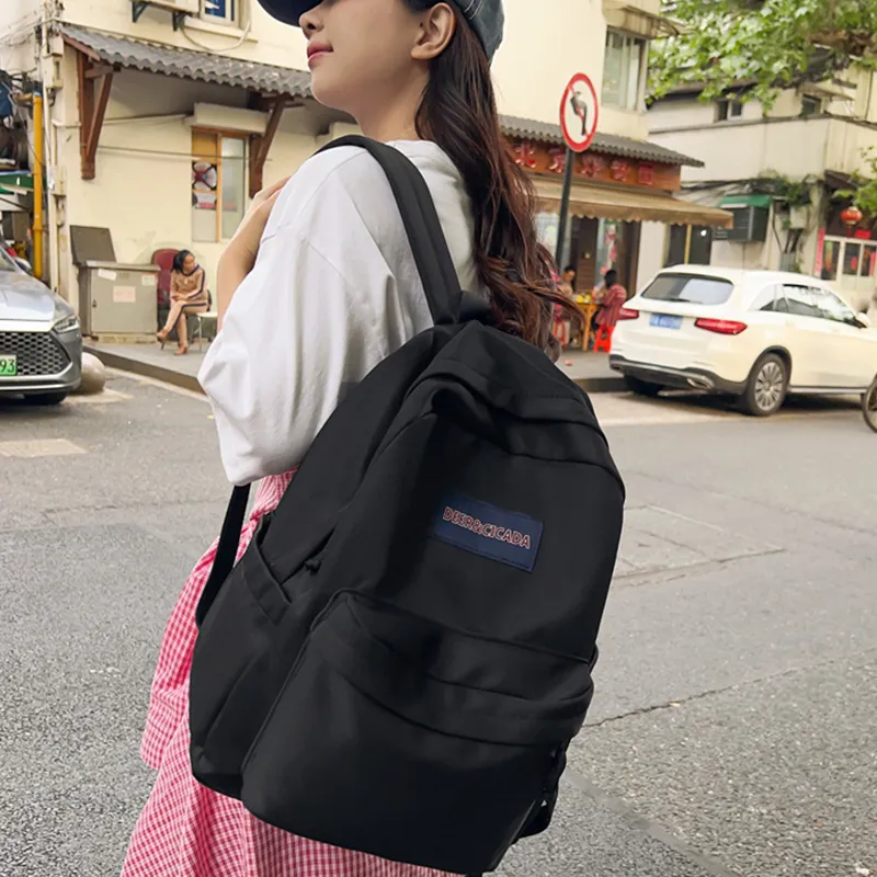 Tonlion Nylon Backpack Regular Unisex Black/Light Gray-6