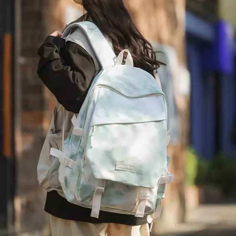Tonlion Nylon Fabric Backpack Regular Women's Tie Dye Blue/Tie Dye Green-5