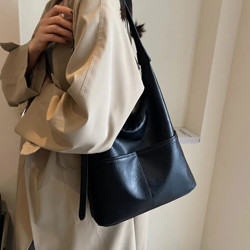 Tonlion PU Shoulder Bag Regular Women's Black/Coffee-3