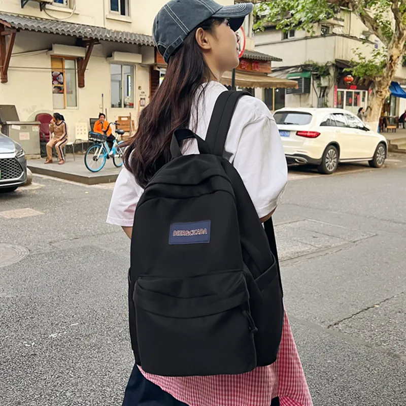 Tonlion Nylon Backpack Regular Unisex Black/Light Gray-7