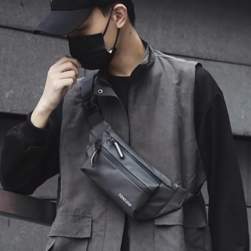 Tonlion PU Sling Bag Men's Black-3