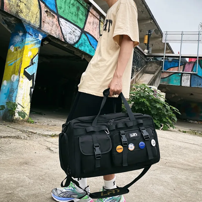 Tonlion Nylon Gym Bag Large Size Unisex Black-3