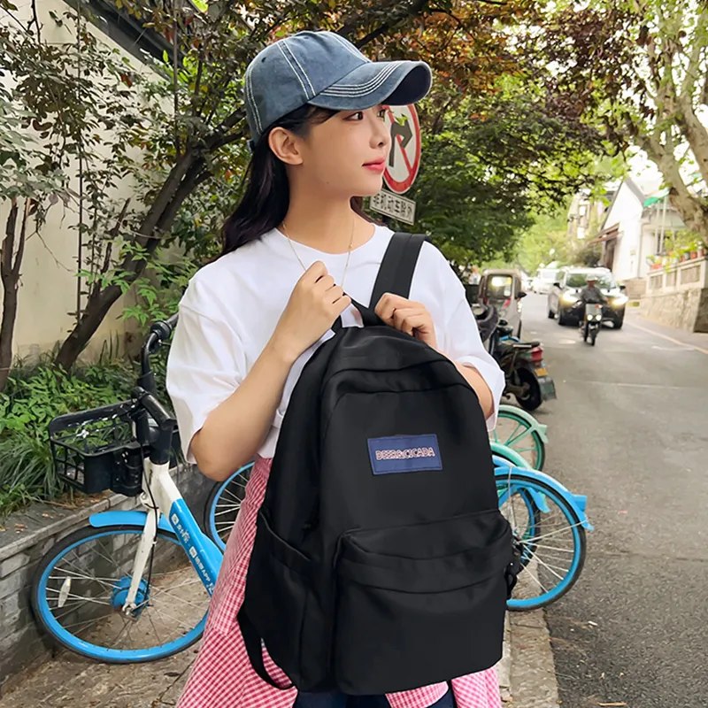 Tonlion Nylon Backpack Regular Unisex Black/Light Gray-8