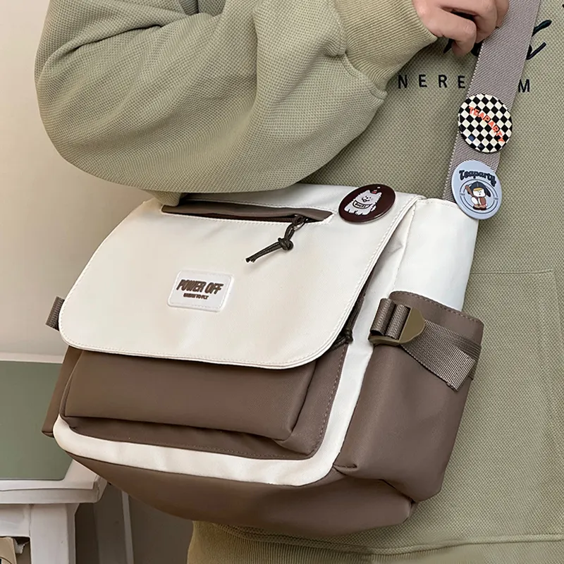 Tonlion Canvas Shoulder Bag Unisex Khaki-1