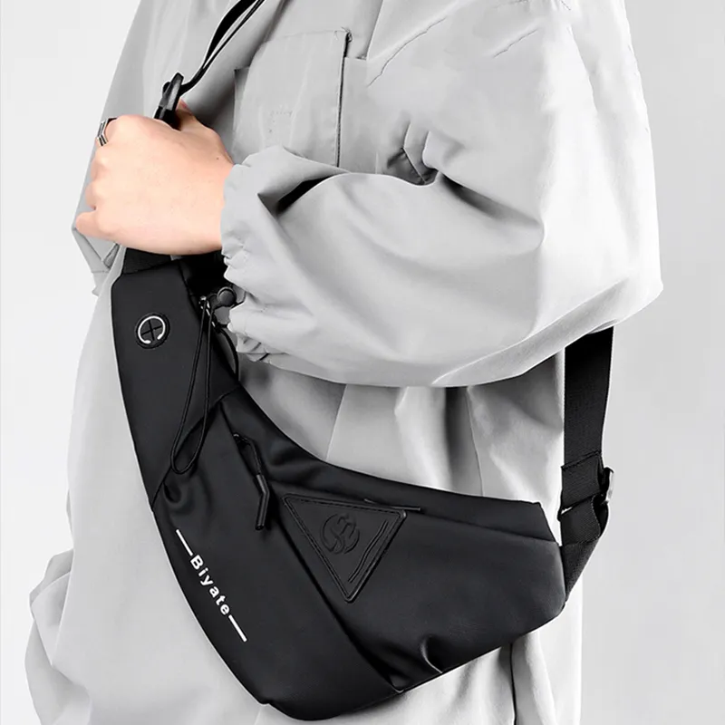 Tonlion PVC Sling Bag Unisex Black-3