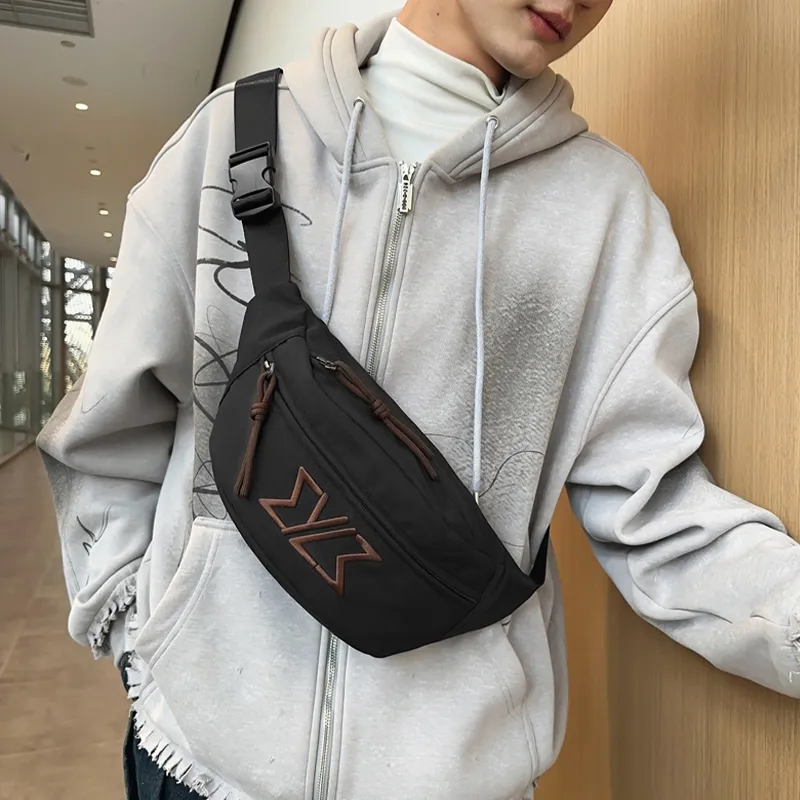 Tonlion Nylon Sling Bag Unisex Black/White-2