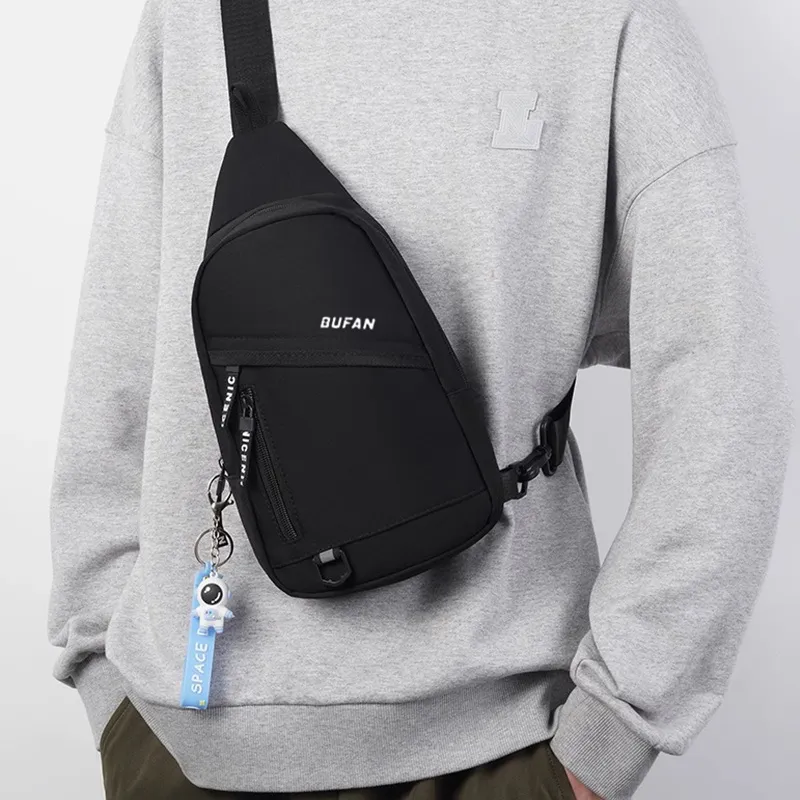 Tonlion Nylon Sling Bag Regular Unisex Black/White-4