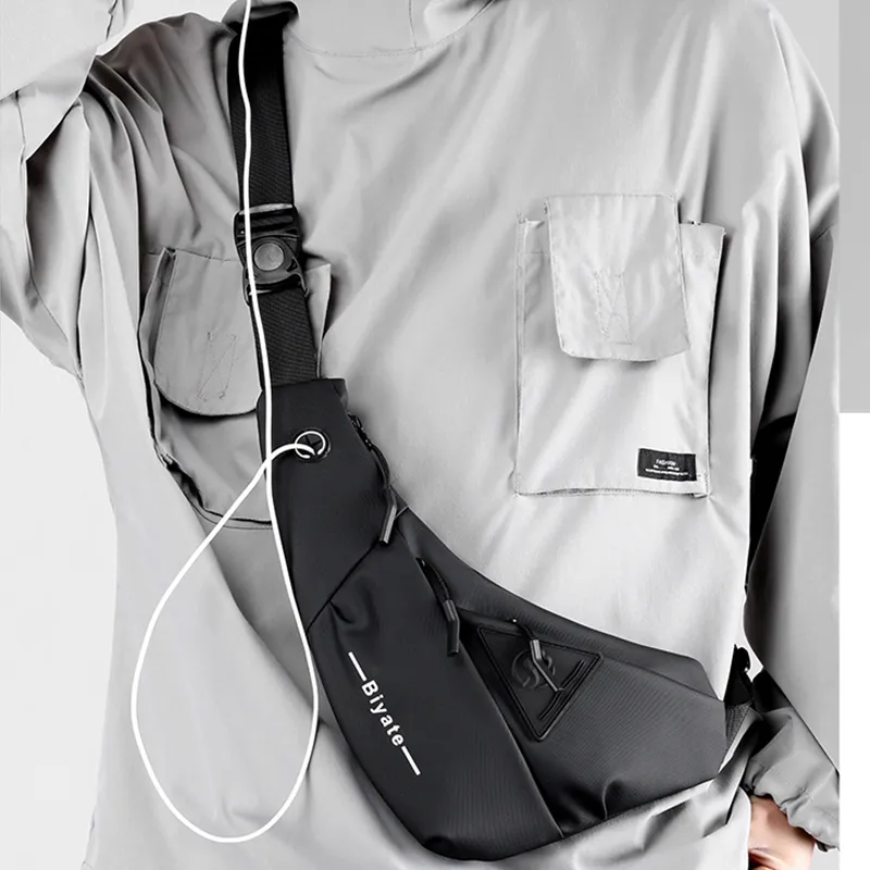 Tonlion PVC Sling Bag Unisex Black-4