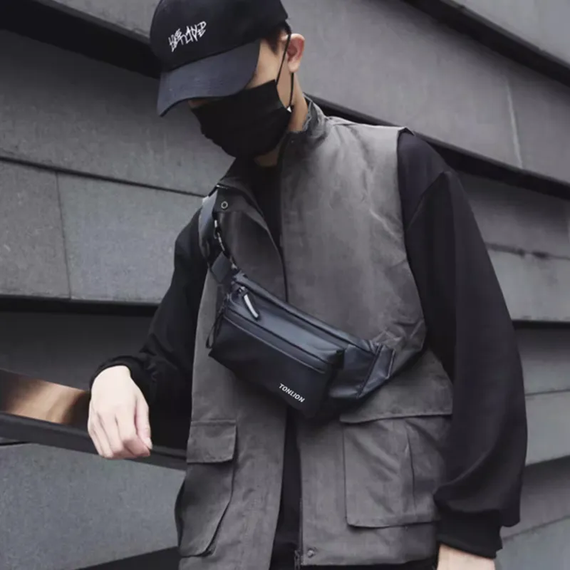 Tonlion PU Sling Bag Men's Black-1