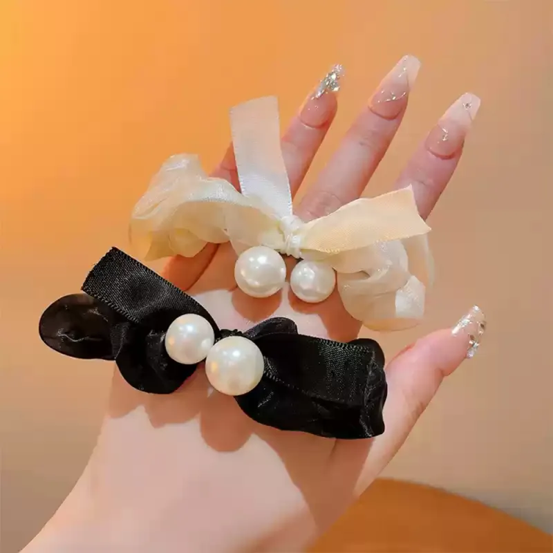 QIHUAMANYU Faux Pearl Fabric Hair Tie Women's-1