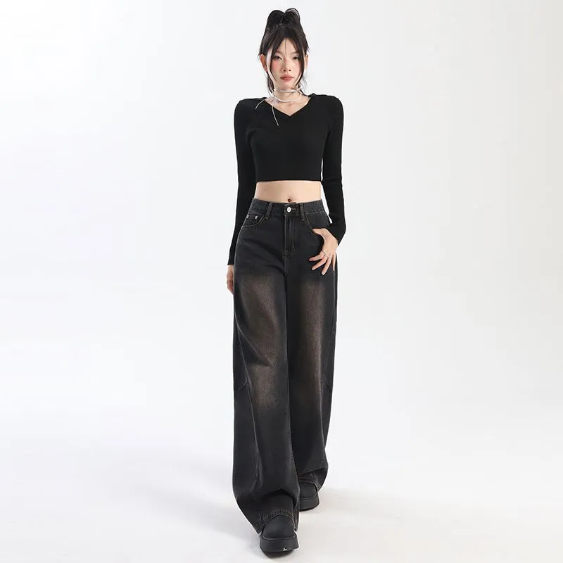 YINLEI Jeans Unisex Black Gray Color-4