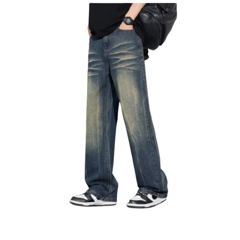 YINLEI Jeans Men Vintage Blue-2