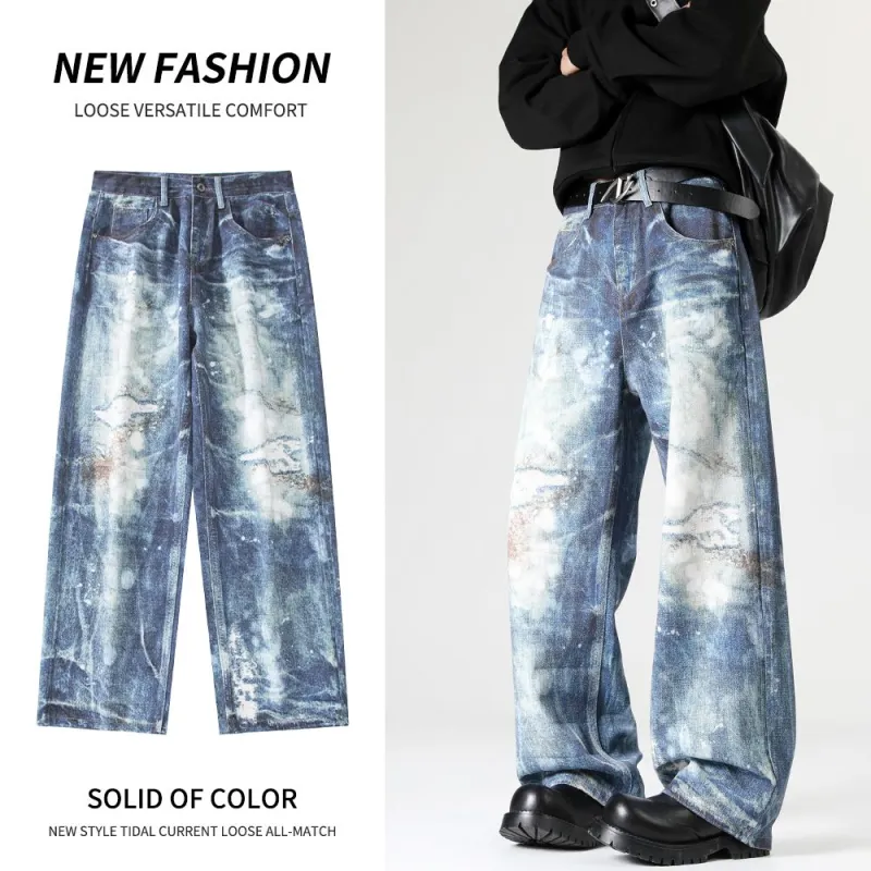 YINLEI Jeans Men Dark Blue-2