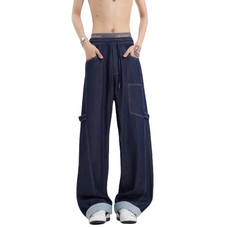 YINLEI Jeans Unisex Denim Blue-2