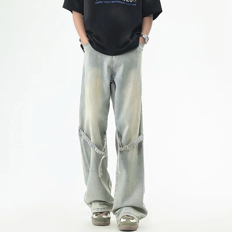 YINLEI Jeans Men Vintage Mud-1