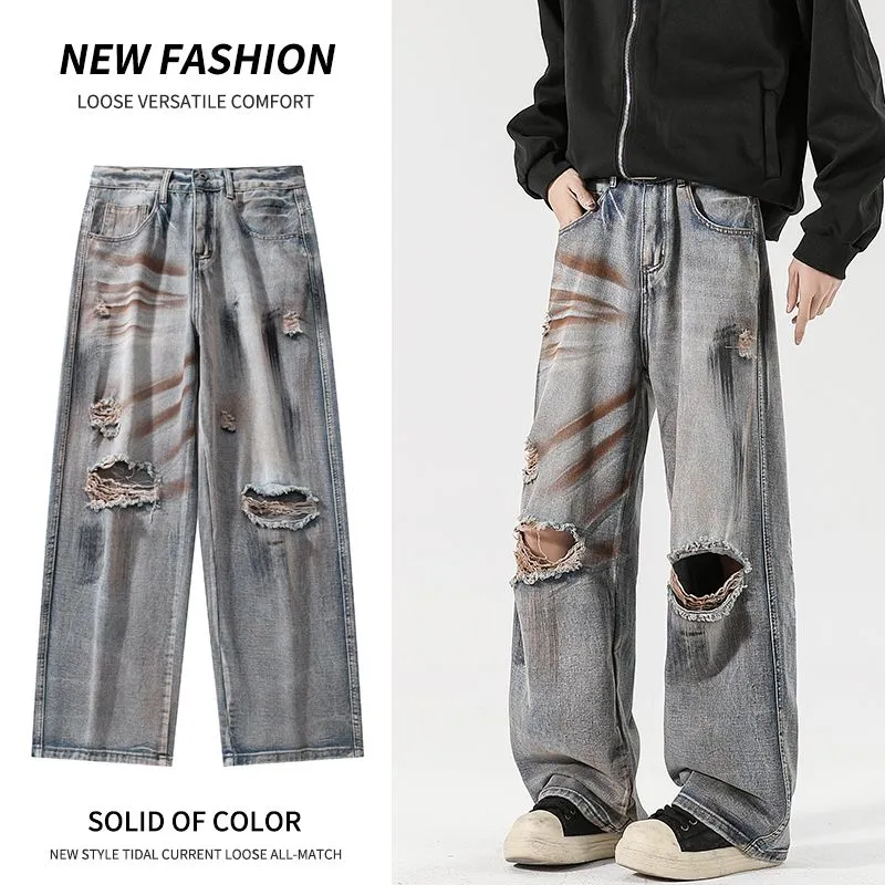 YINLEI Jeans Men's Vintage Blue-2