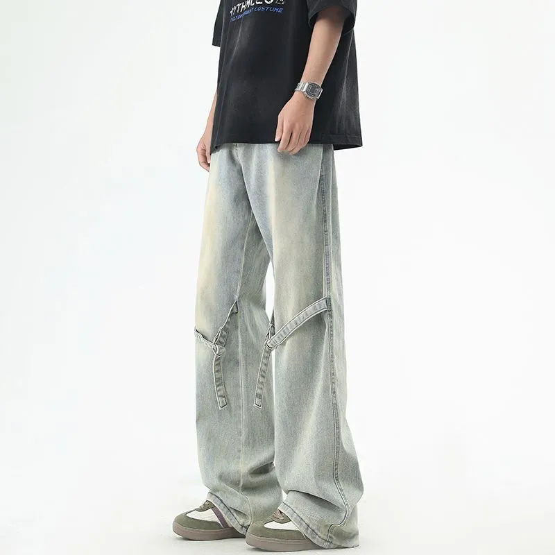 YINLEI Jeans Men Vintage Mud-2