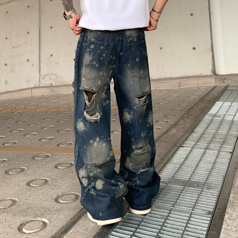 YINLEI Jeans Men Nostalgic Blue-3