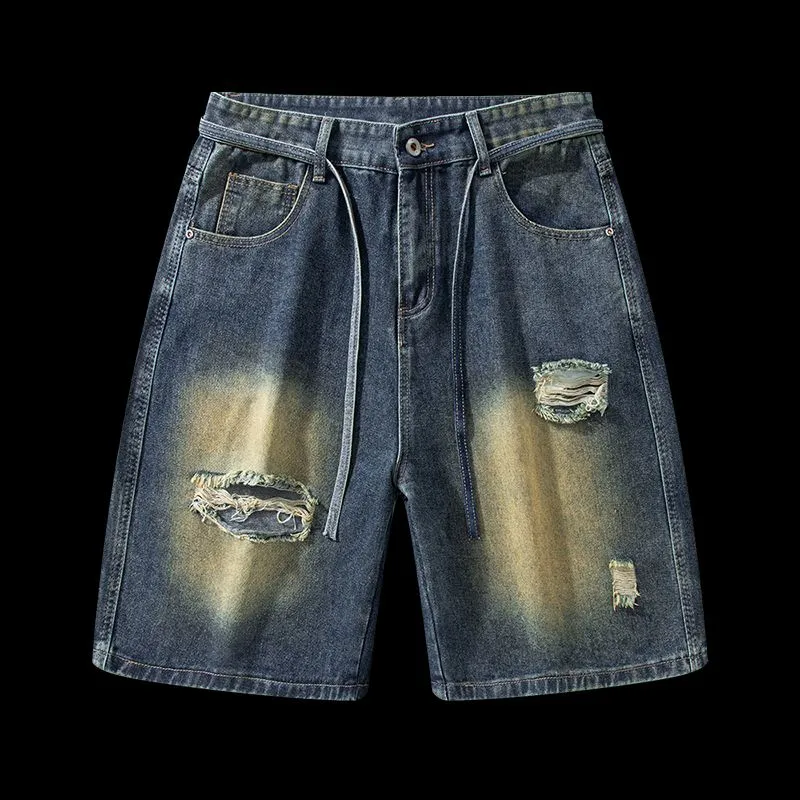 YINLEI Denim Shorts Men's Navy Blue-4