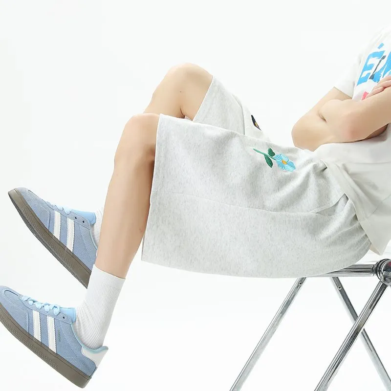YINLEI Casual Shorts Unisex White Gray-6