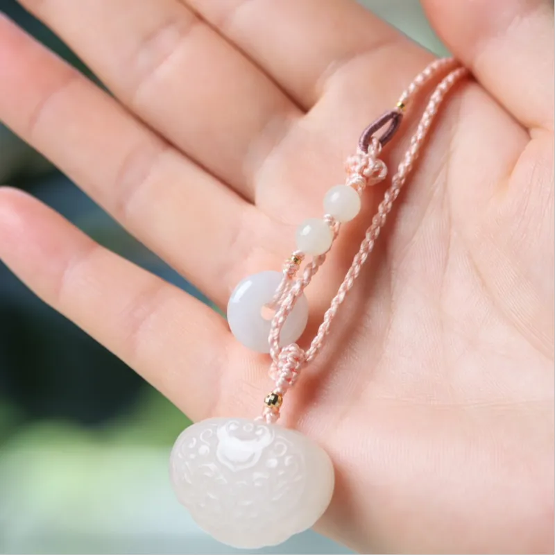 NIANSI Hetian Jade Necklaces Dusty Pink Unisex-2