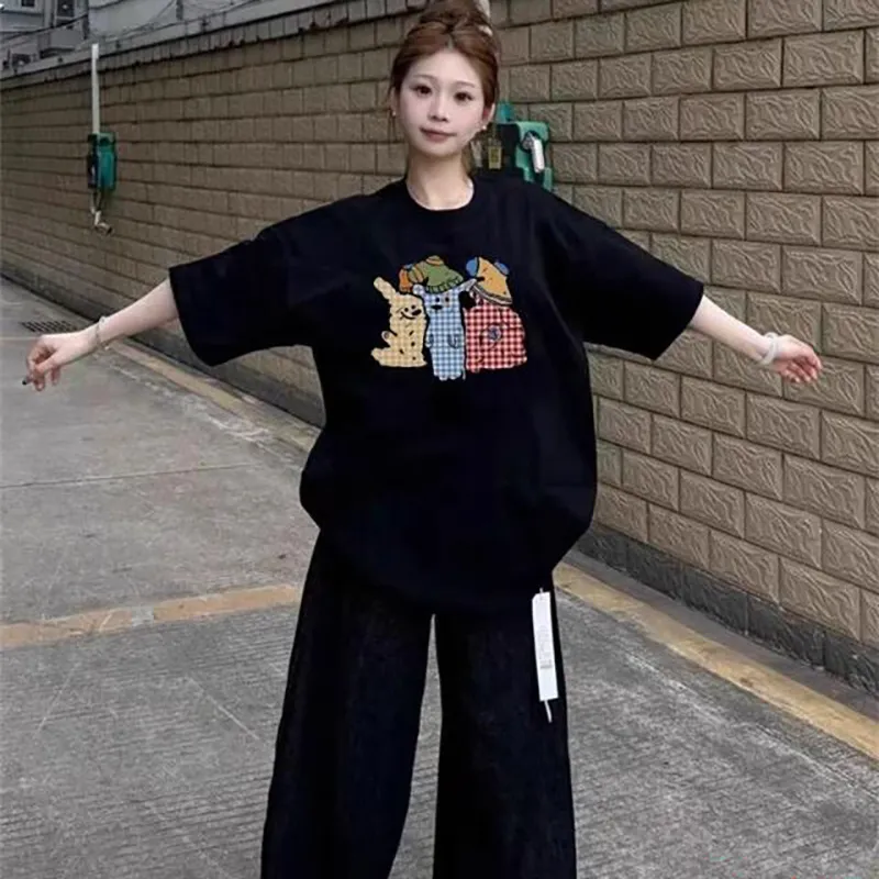 DOKZB Drop Shoulder Sleeve T Shirt Women's-2