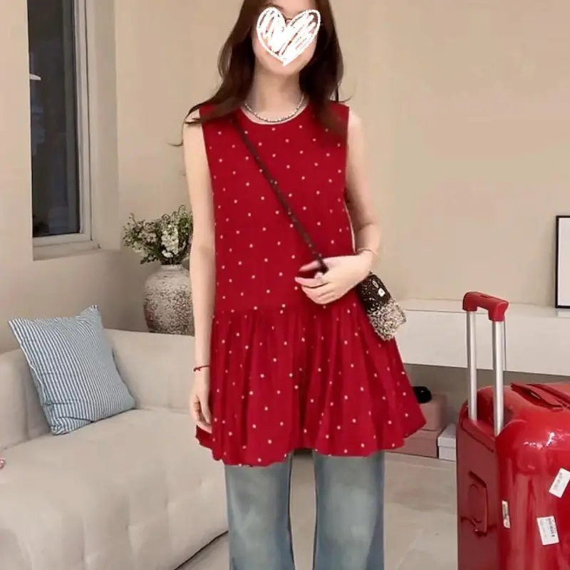 DOKZB Sleeveless Dresses Women's Red-2