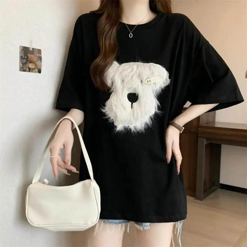 DOKZB Drop Shoulder Sleeve T Shirt Women's-5