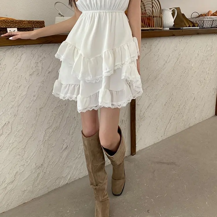 DOKZB Slip Dresses Women's White-5