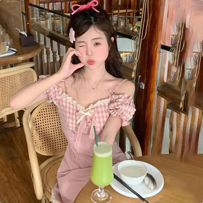 DOKZB Short Sleeved Dress Women's Peach Pink-6