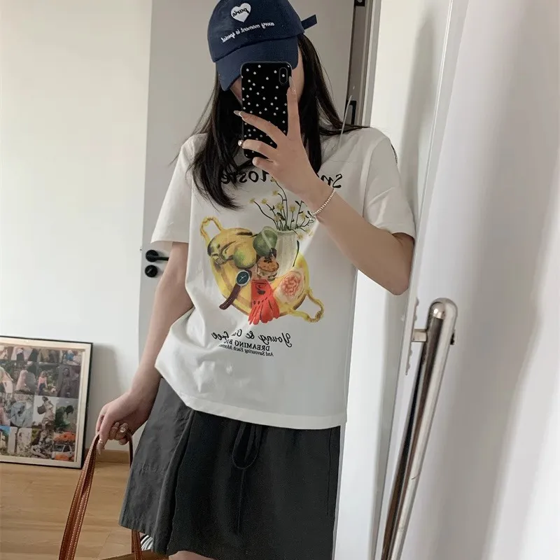 DOKZB Drop Shoulder Sleeve T Shirt Women's-5