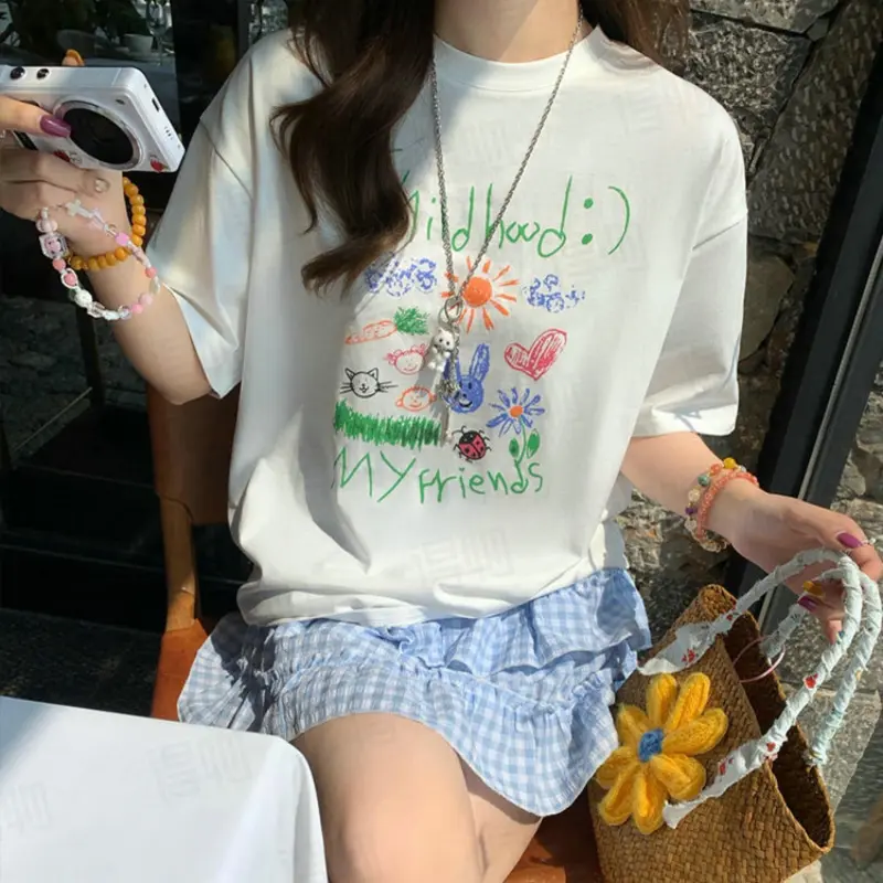 DOKZB T Shirts Women's White-5
