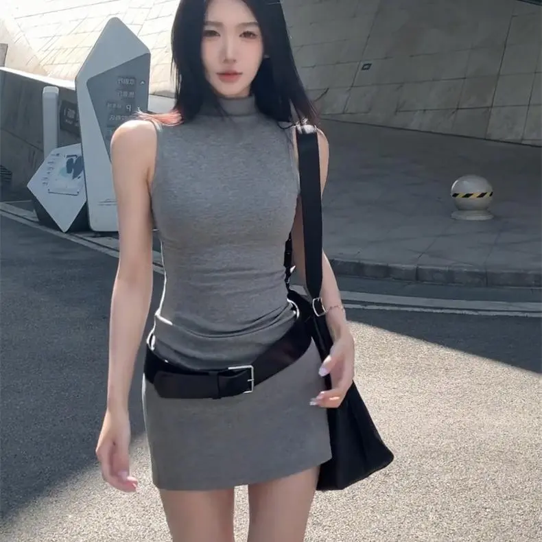 DOKZB Sleeveless Dress Women's Gray-2