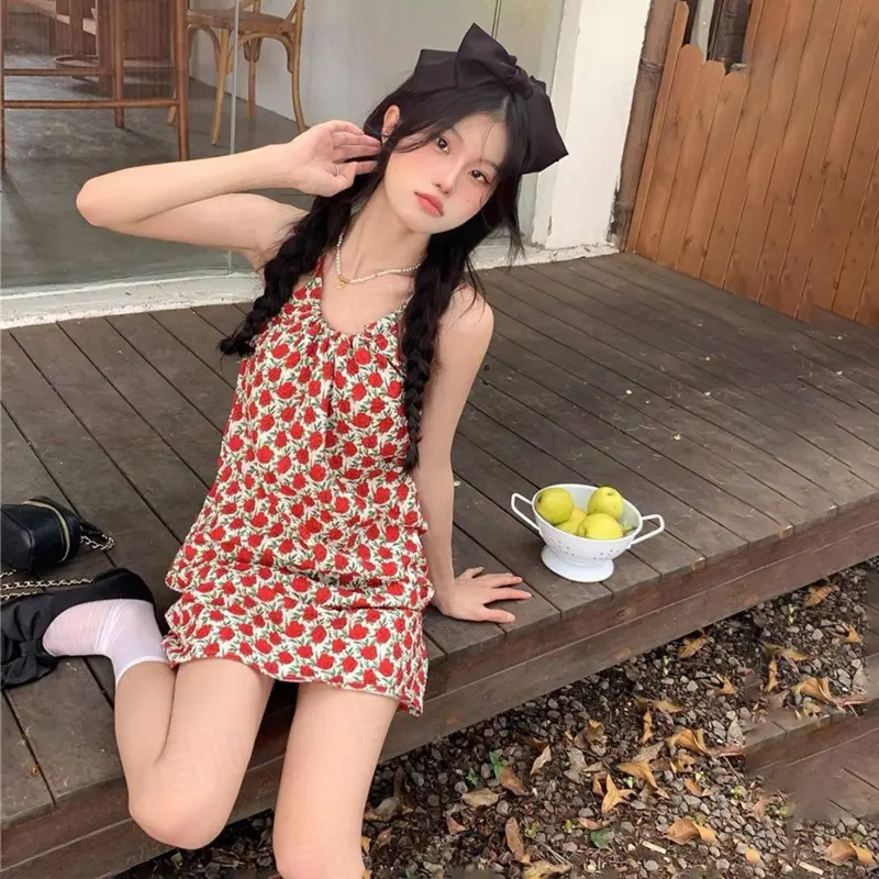 DOKZB Slip Dresses Women's Red-3