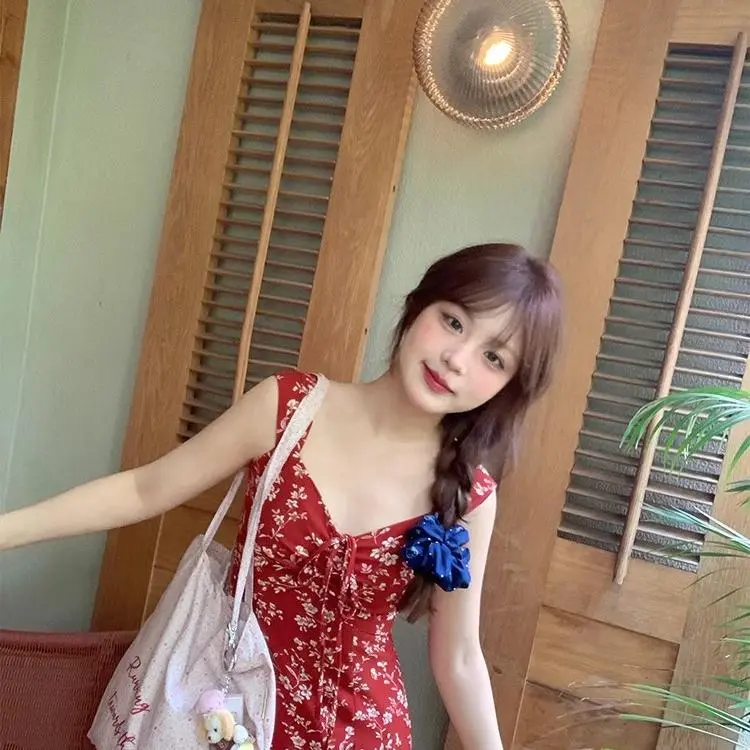 DOKZB Slip Dresses Women's Red-3