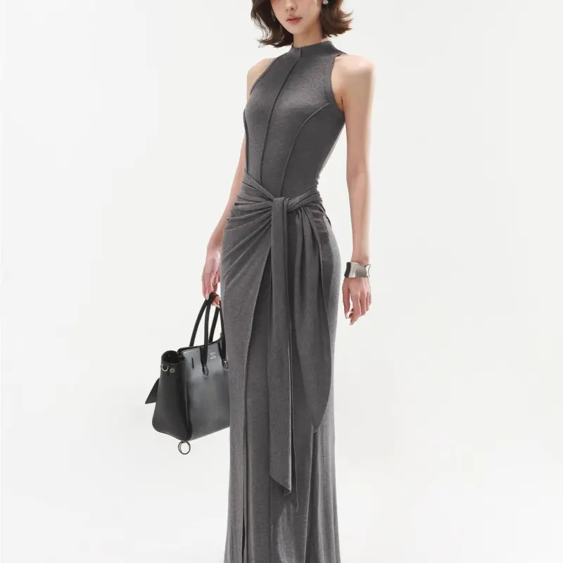 DOKZB Sleeveless Dresses Women's Dark Gray-2