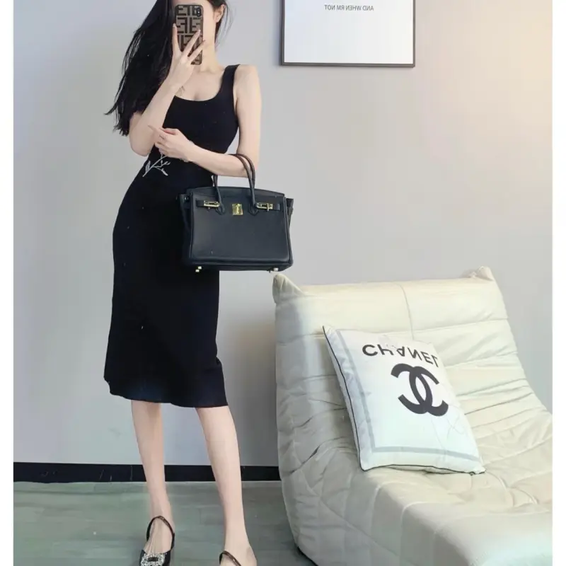 DOKZB Slip Dresses Women's Black-2