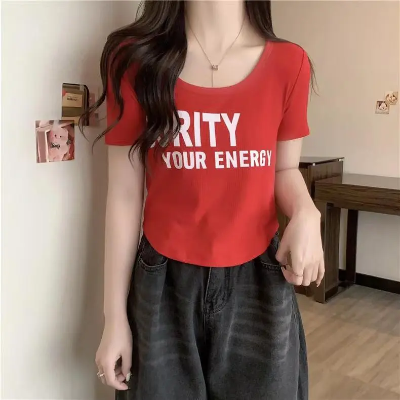 DOKZB T Shirts Women's Red-5