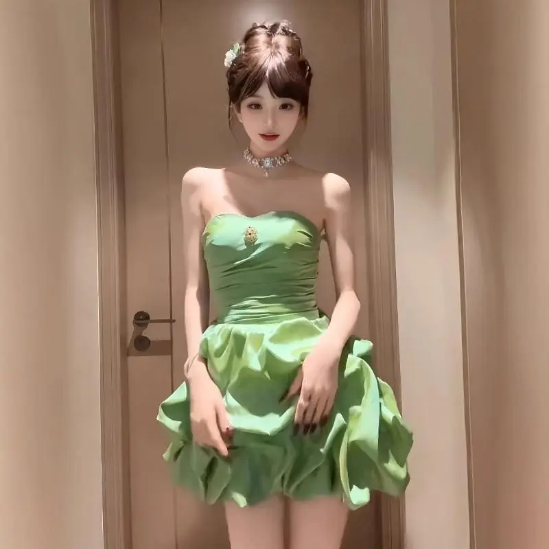 DOKZB Sleeveless Dresses Women's Green-5