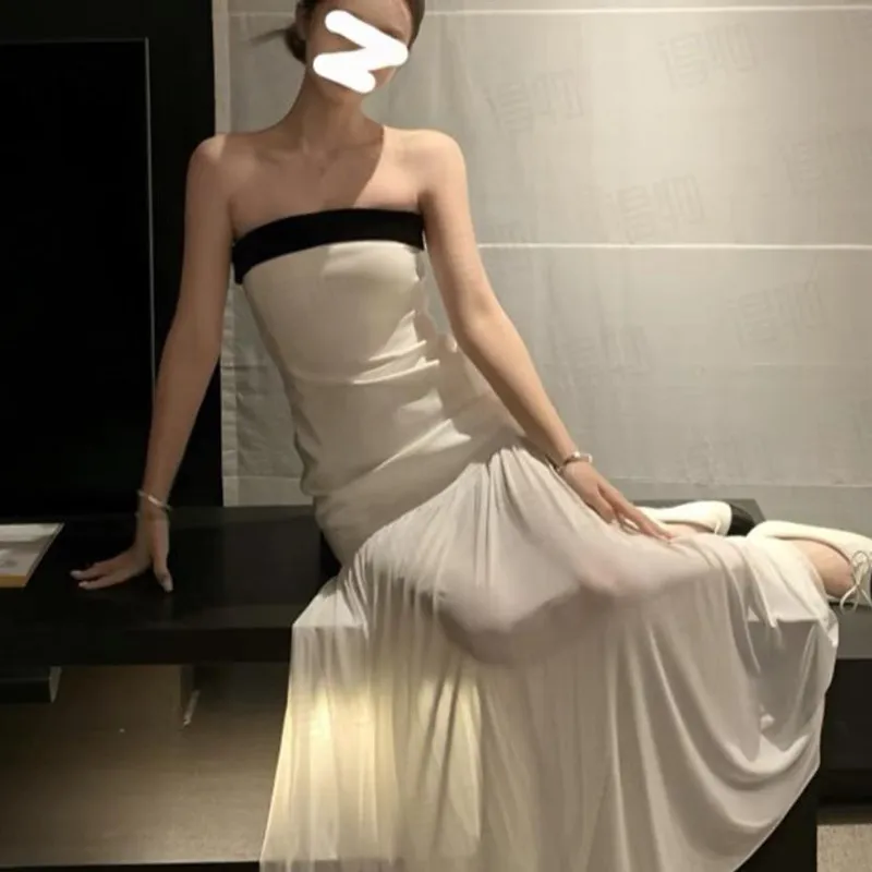 DOKZB Sleeveless Dresses Women's White-5