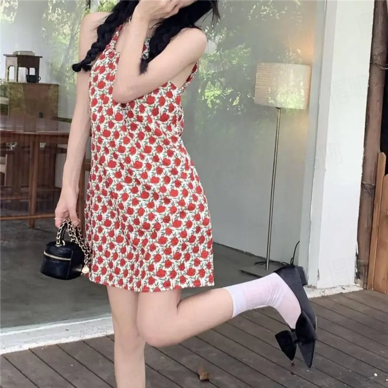 DOKZB Slip Dresses Women's Red-6