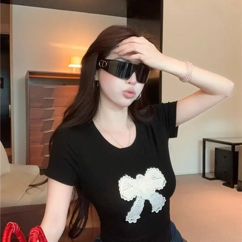 DOKZB Set in Sleeve T Shirt Women's Black-3