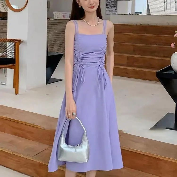 DOKZB Slip Dresses Women's Purple-3