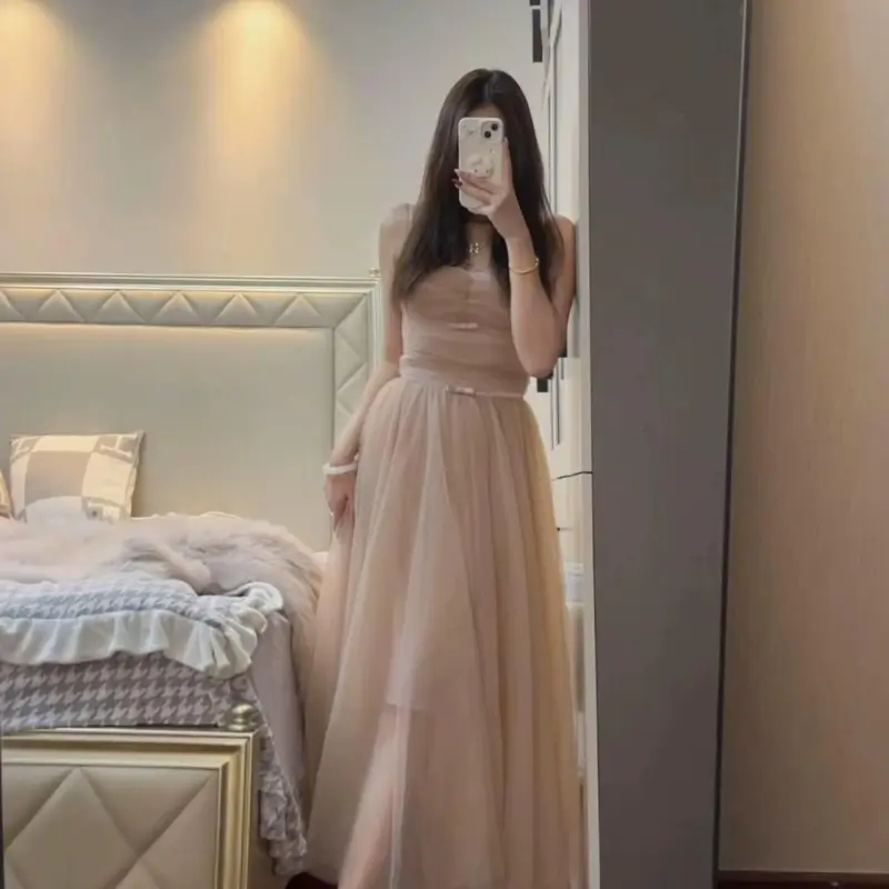 DOKZB Slip Dresses Women's Nude Pink-3