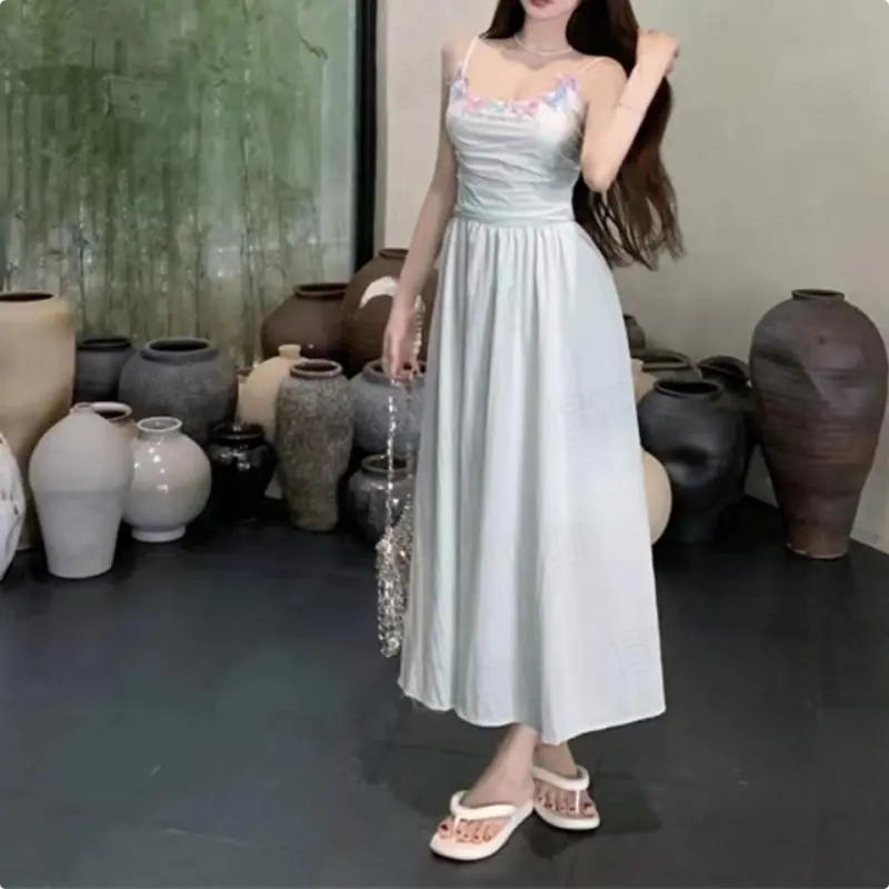 DOKZB Slip Dresses Women's Spring Morning Green-1